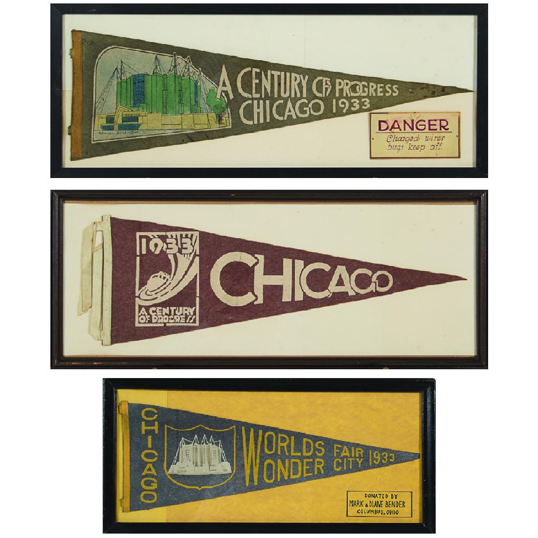 A Group of Three Framed Felt Pennant Souvenirs from the (1 of 10)