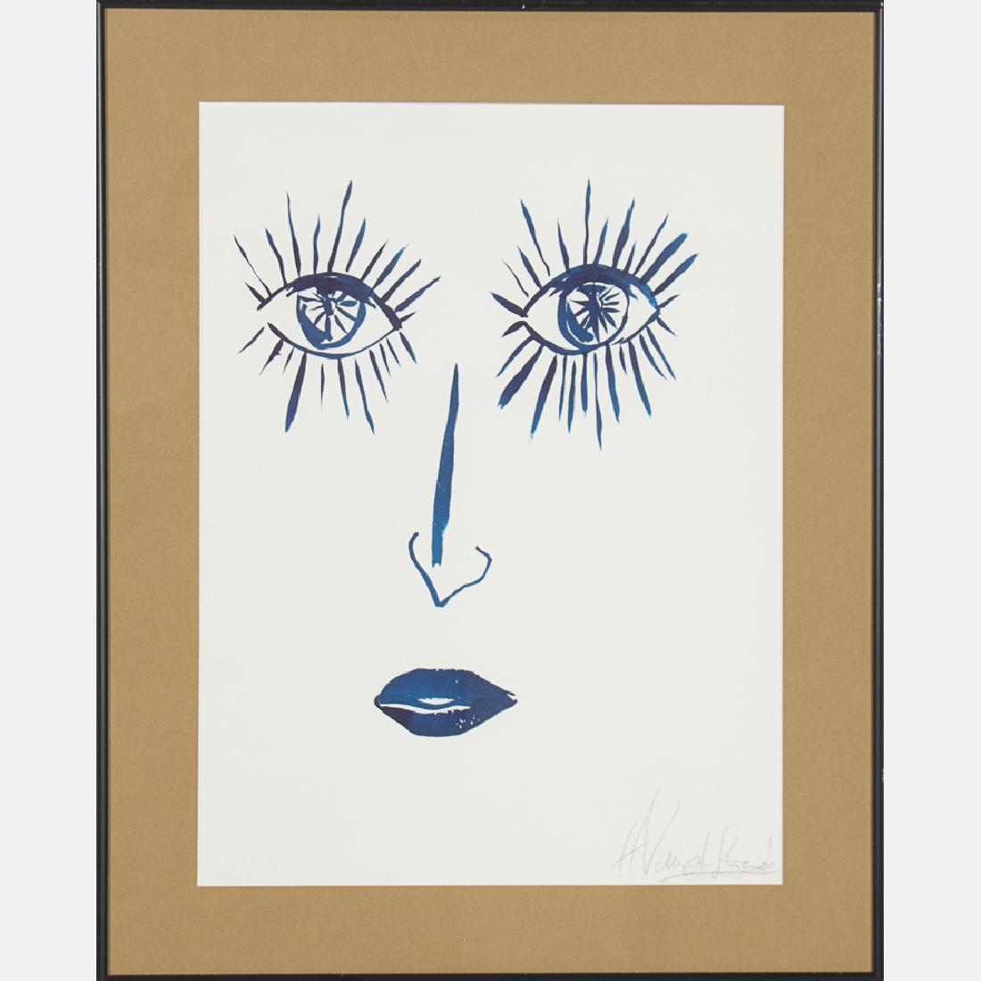 Hervé van der Straeten (b. 1965) Face,  Gouache on (1 of 3)
