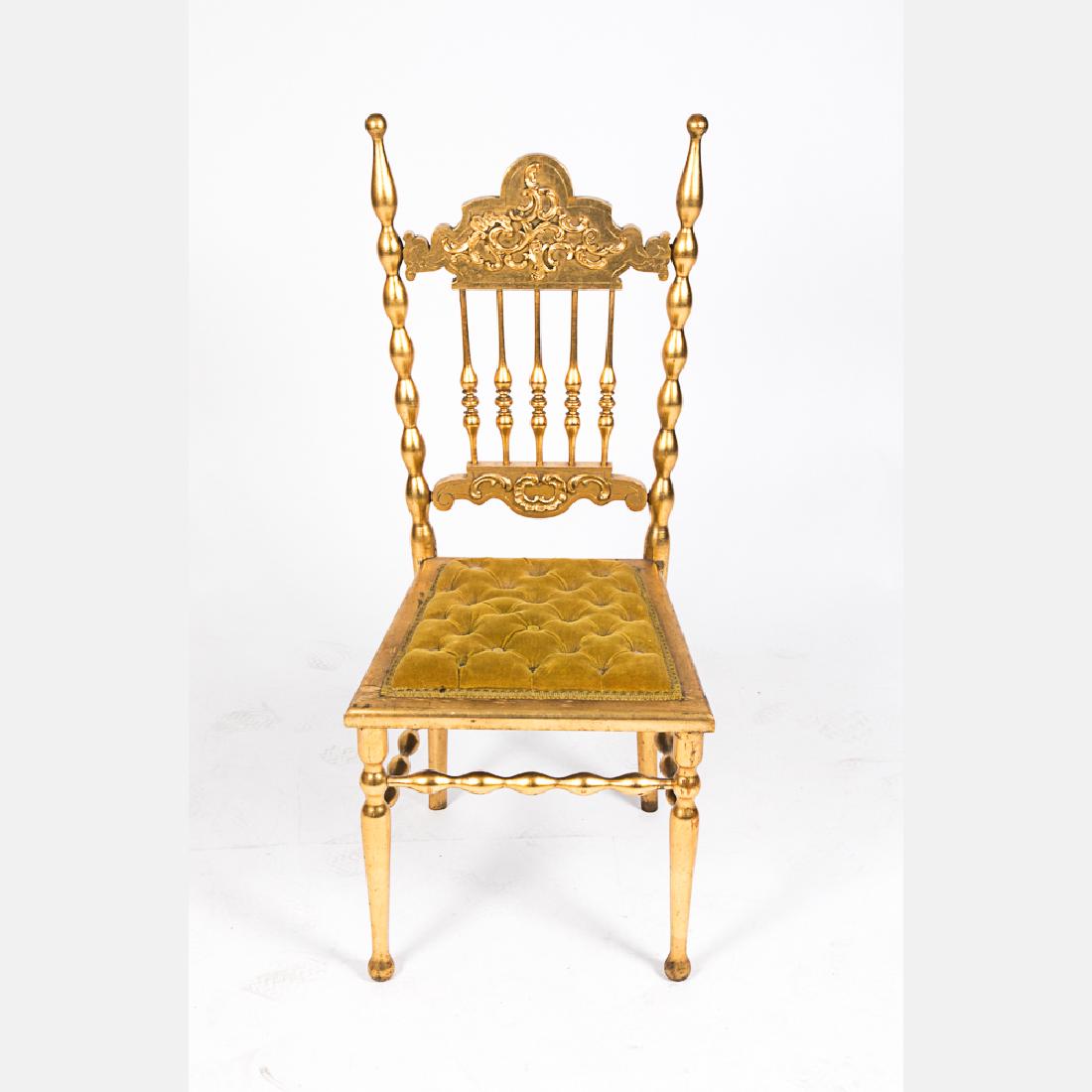 A Victorian Gilt Carved Side Chair with Velvet (1 of 2)