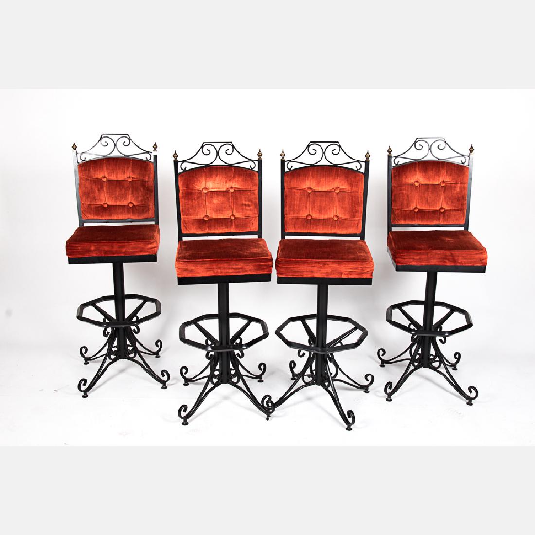 A Set of Four Vintage Wrought Metal and Velvet (1 of 2)