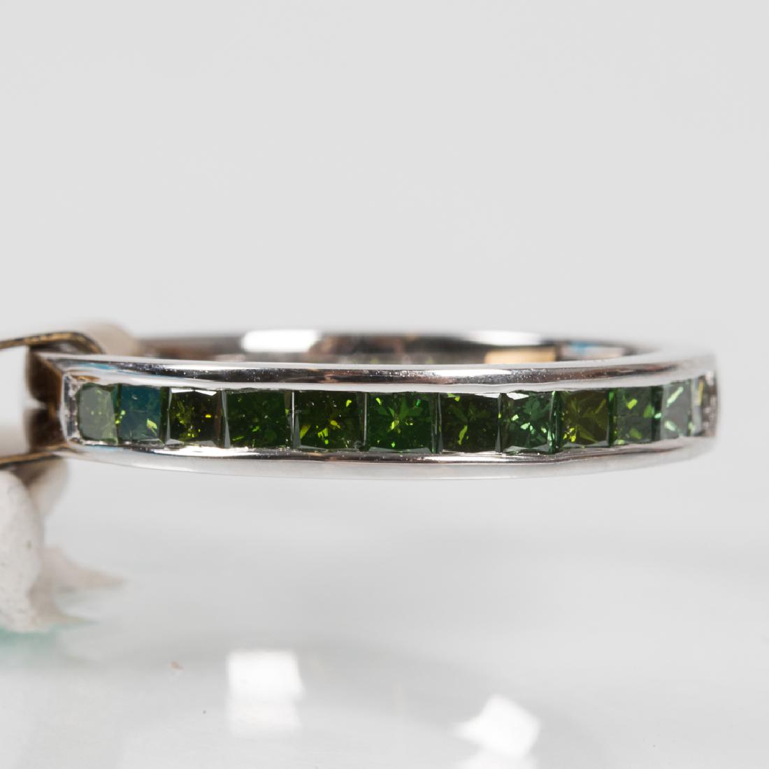 A 10kt. White Gold and Green Diamond Ring, (1 of 3)