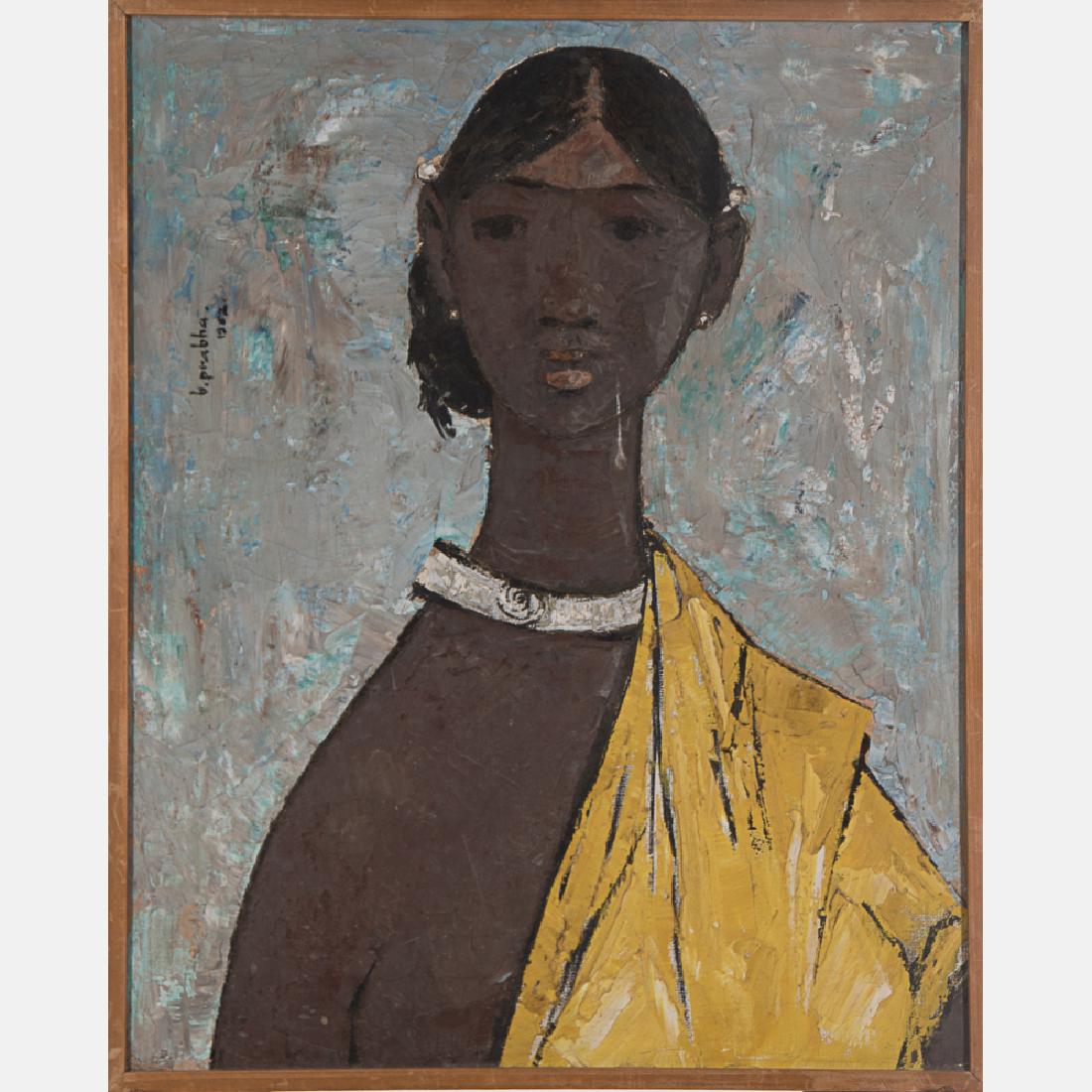 B. Prabha (1933-2001) Portrait of a Female, Oil on (1 of 8)