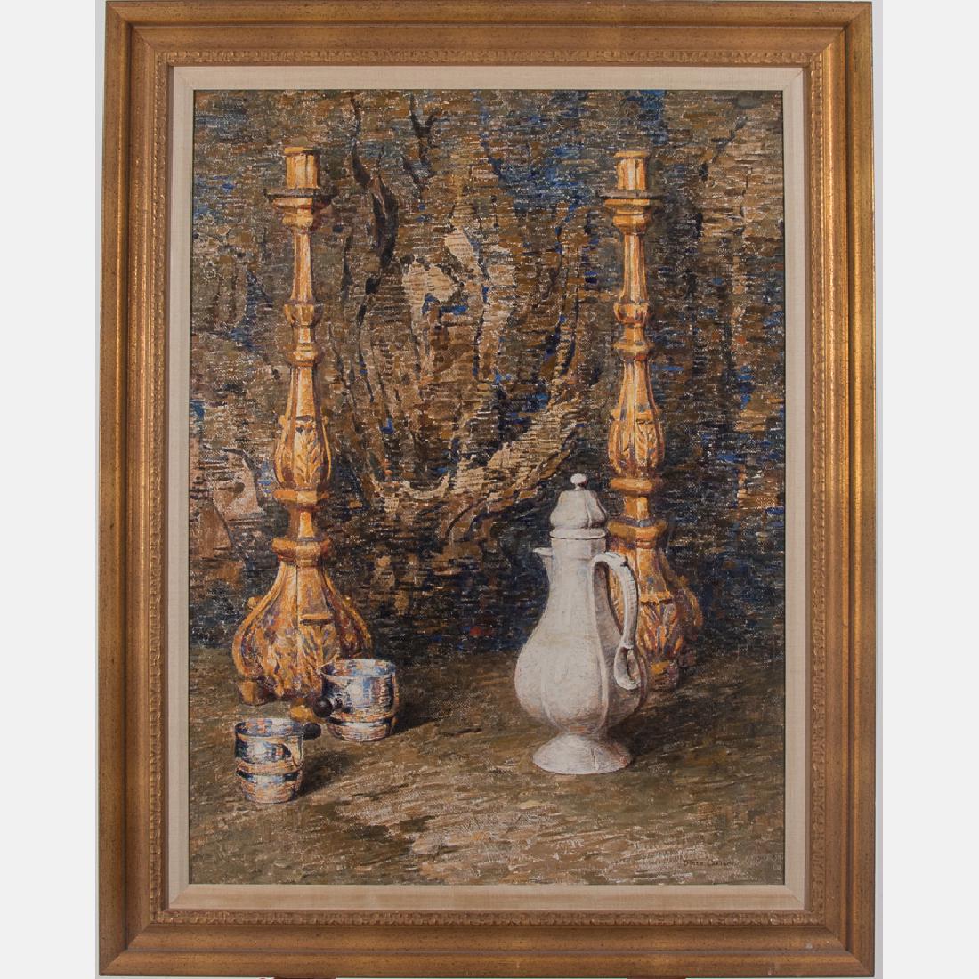 Dines Carlsen (1901-1966) Candle Sticks, Oil on canvas, (1 of 5)