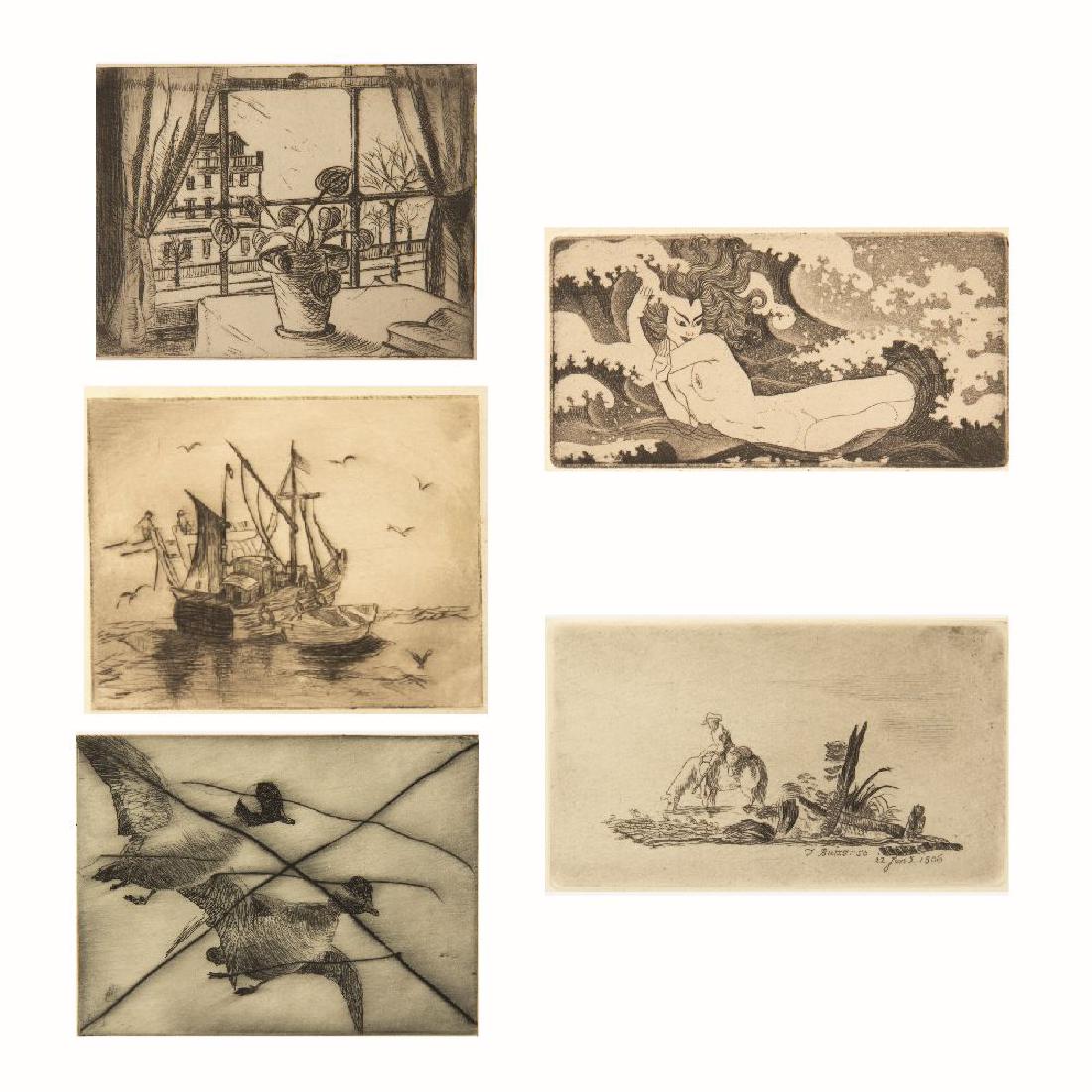 A Group of Five Etchings by Various Artists, 20th (1 of 14)