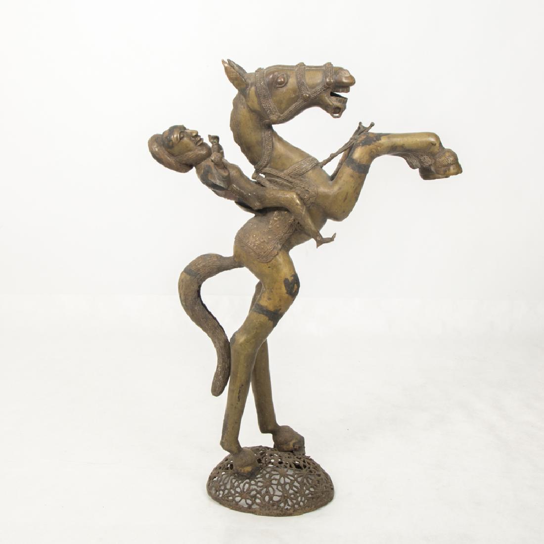 An African Benin Brass Horse and Rider Sculpture, 20th (1 of 16)