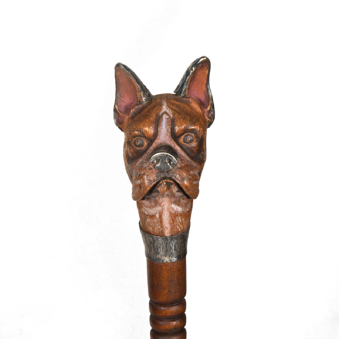 A Carved Wood and White Metal French Bulldog Form (1 of 5)