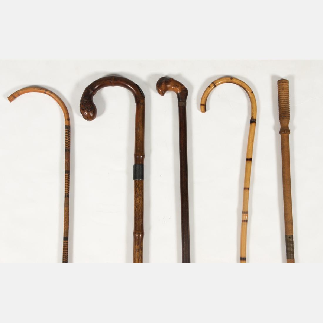 A Group of Five Wood and Metal Canes and Walking (1 of 14)