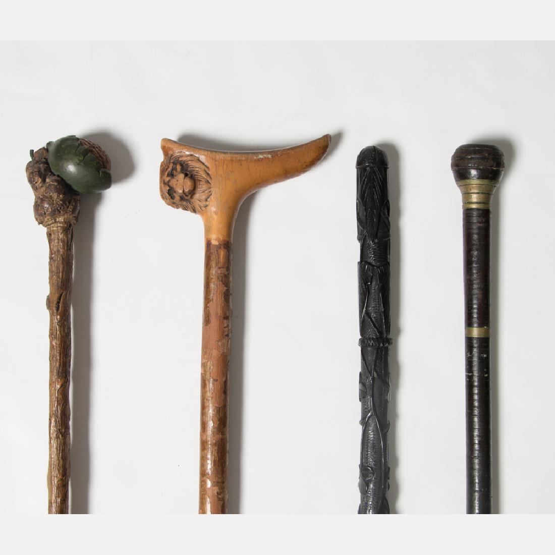 A Group of Four Carved Hardwood, Leather and Brass (1 of 10)