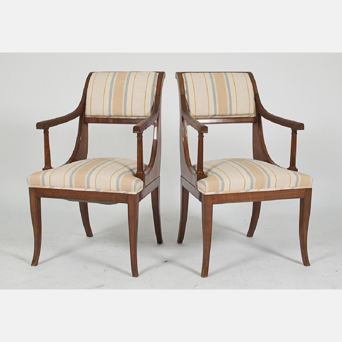 A Pair of Louis XVI Style Carved Mahogany Fauteuils, (1 of 2)