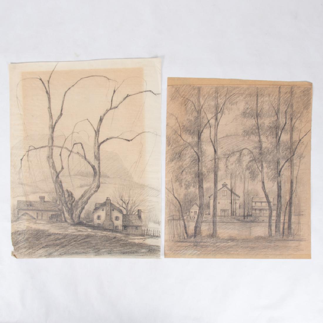 Paul Riba (1912-1977) Two Landscape Studies, Pencil on (1 of 4)