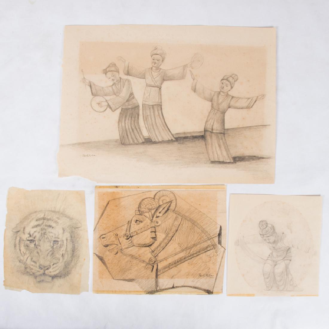 Paul Riba (1912-1977) A Group of Four Studies, Pencil (1 of 3)