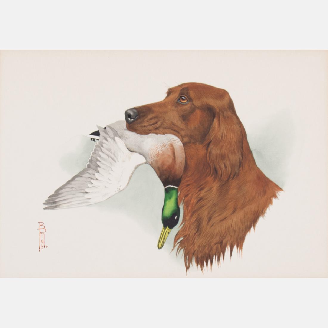Boris Riab (1898-1975) Irish Setter with Mallard, (1 of 4)