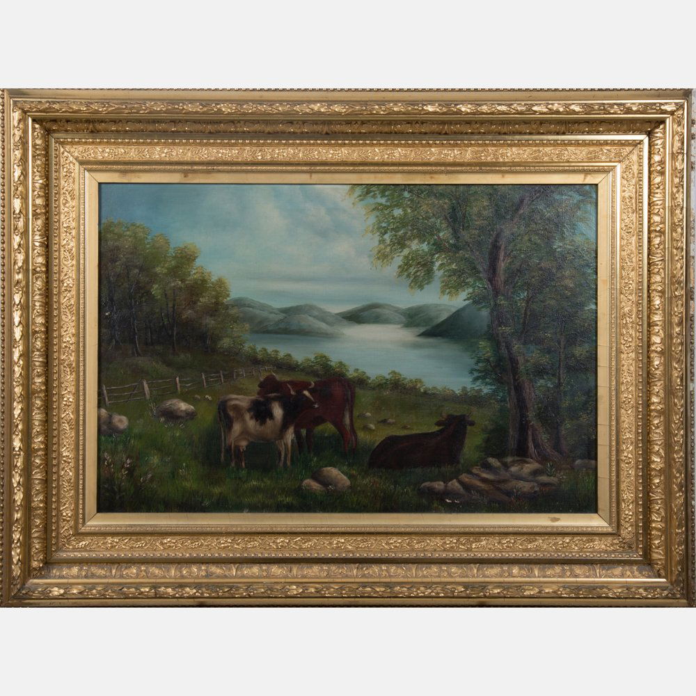 American School (19th Century) Landscape with Cattle, (1 of 3)