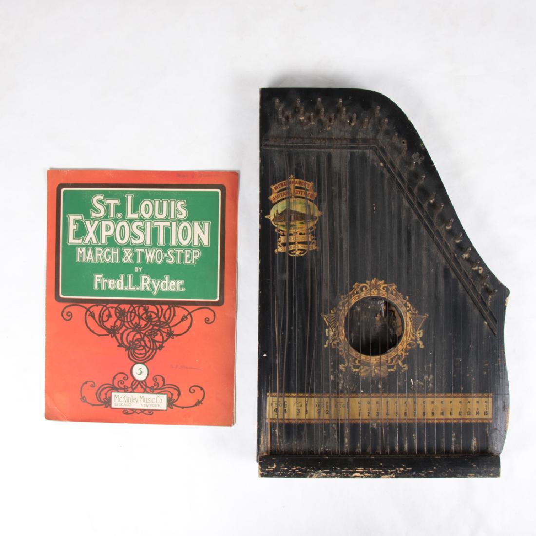 A Painted Wood Menzenhauer's Guitar-Zither from the (1 of 2)