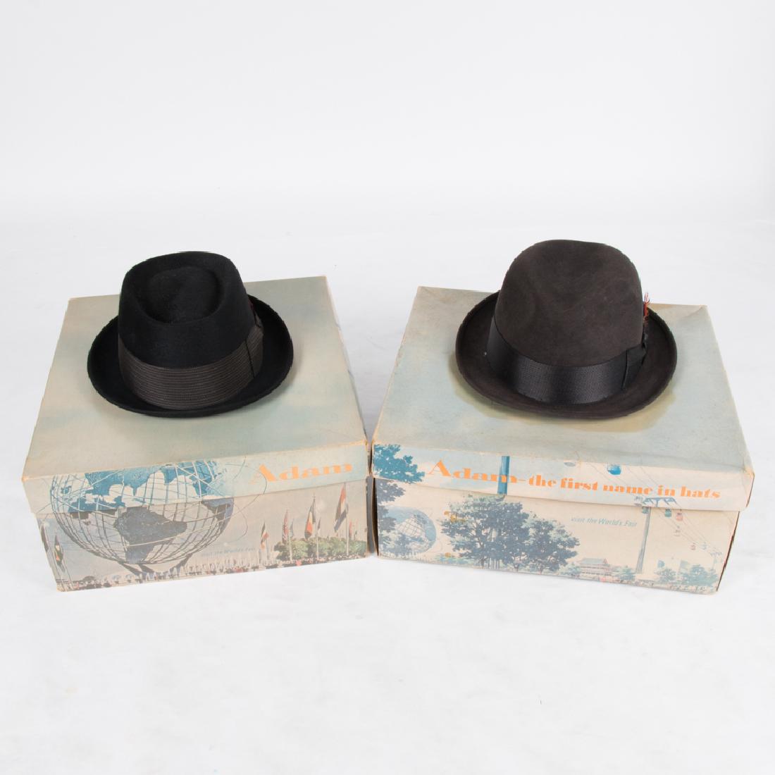 Two Men's Fabric, Leather and Satin Derby Style Hats by (1 of 10)