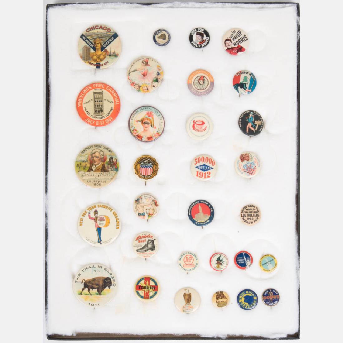 A Miscellaneous Collection of Thirty Celluloid Pins (1 of 2)