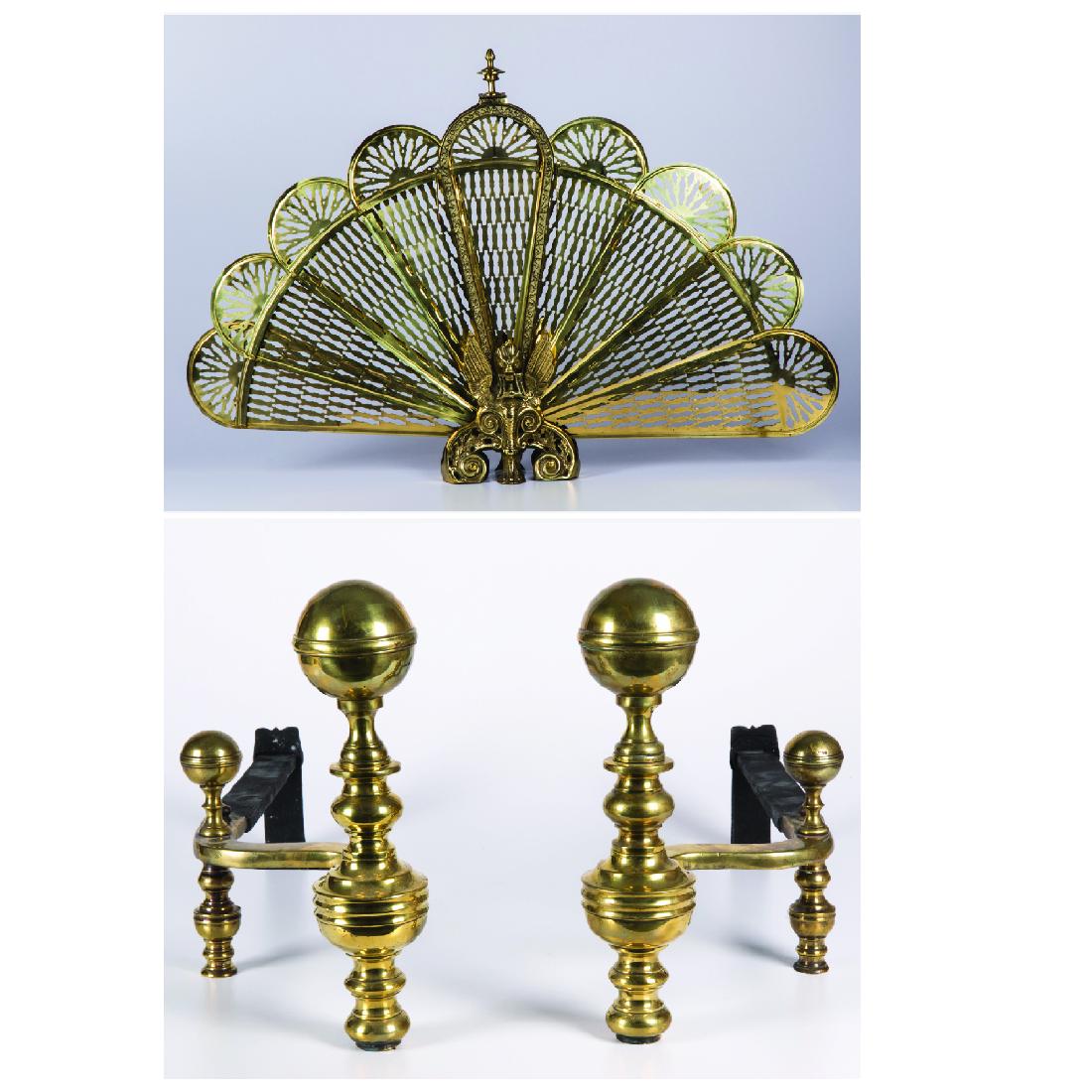 A Pair of American Brass Andirons by John Molineux, (1 of 6)