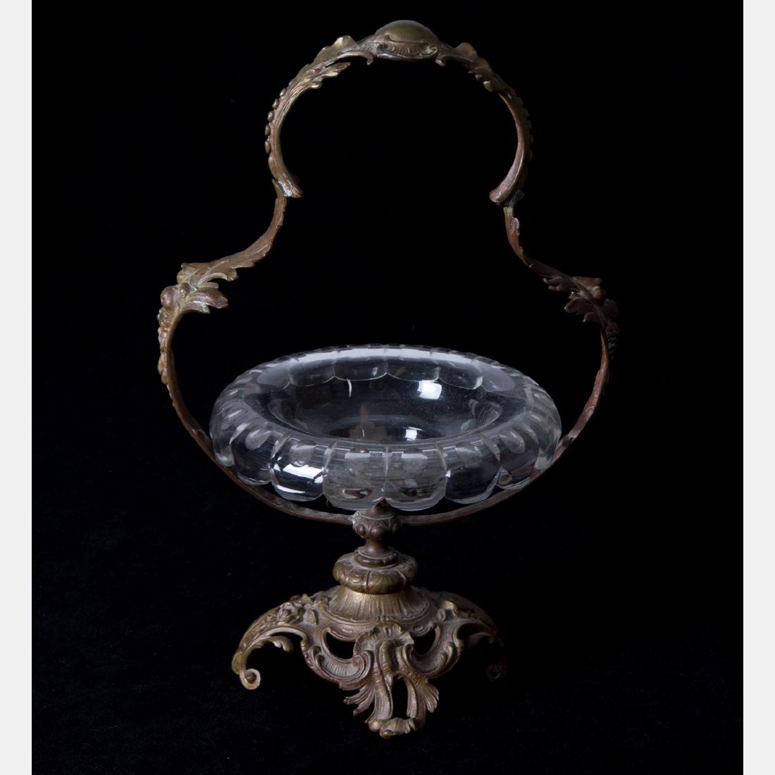 A Victorian Cast Brass and Cut Glass Serving Basket, (1 of 3)