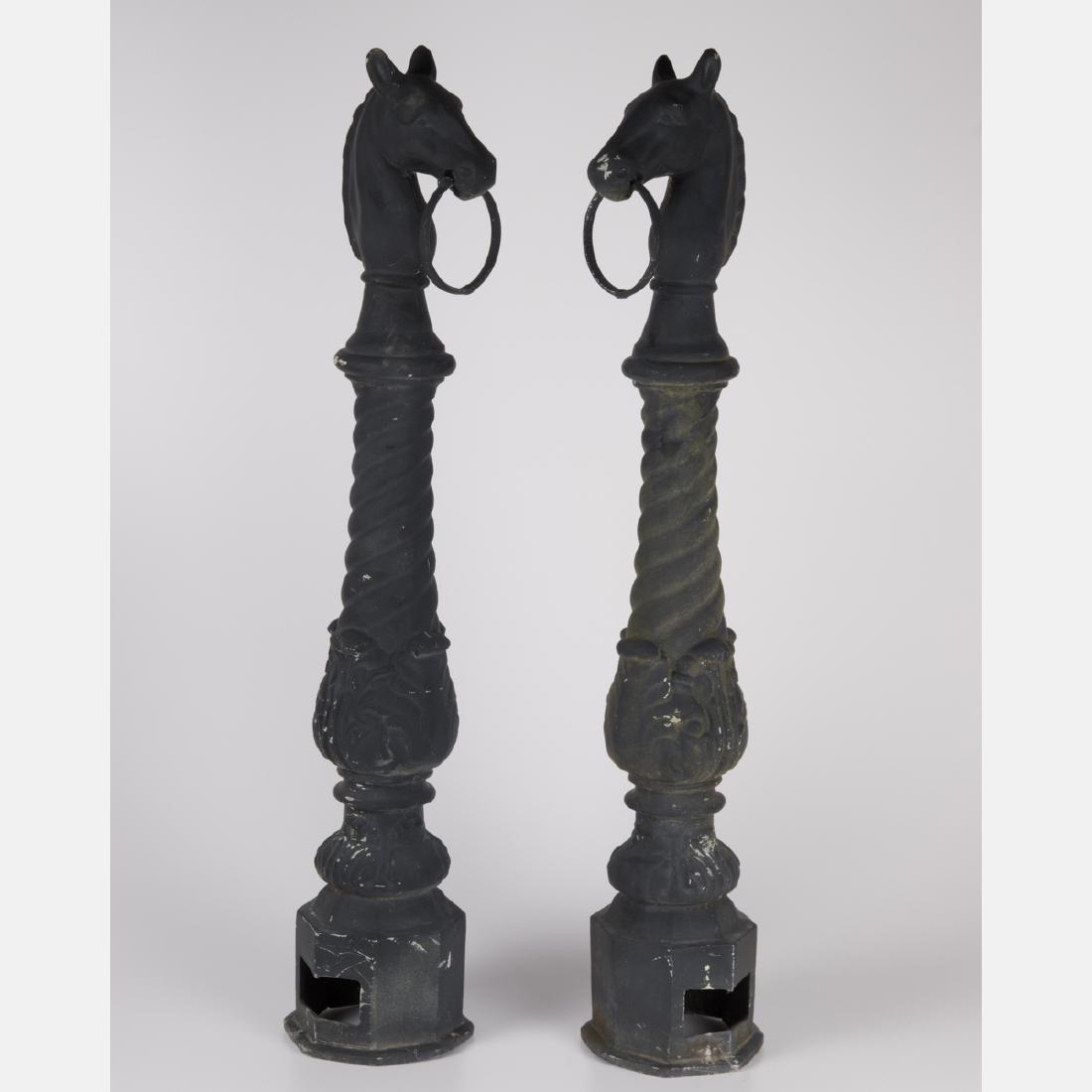 A Pair of Painted Metal Hitching Horse Posts, 20th (1 of 1)