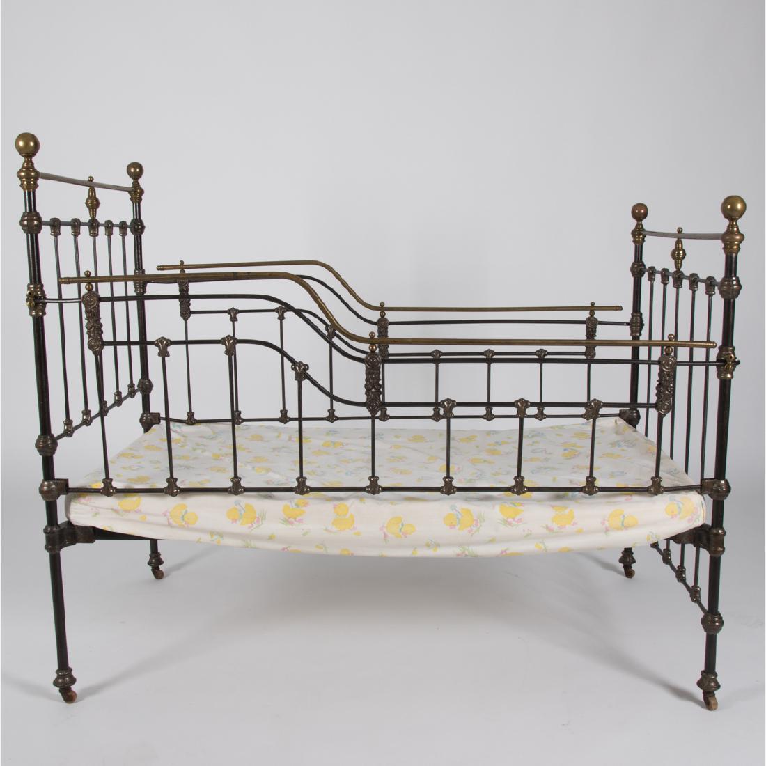 A Victorian Brass and Metal Crib, 20th Century,