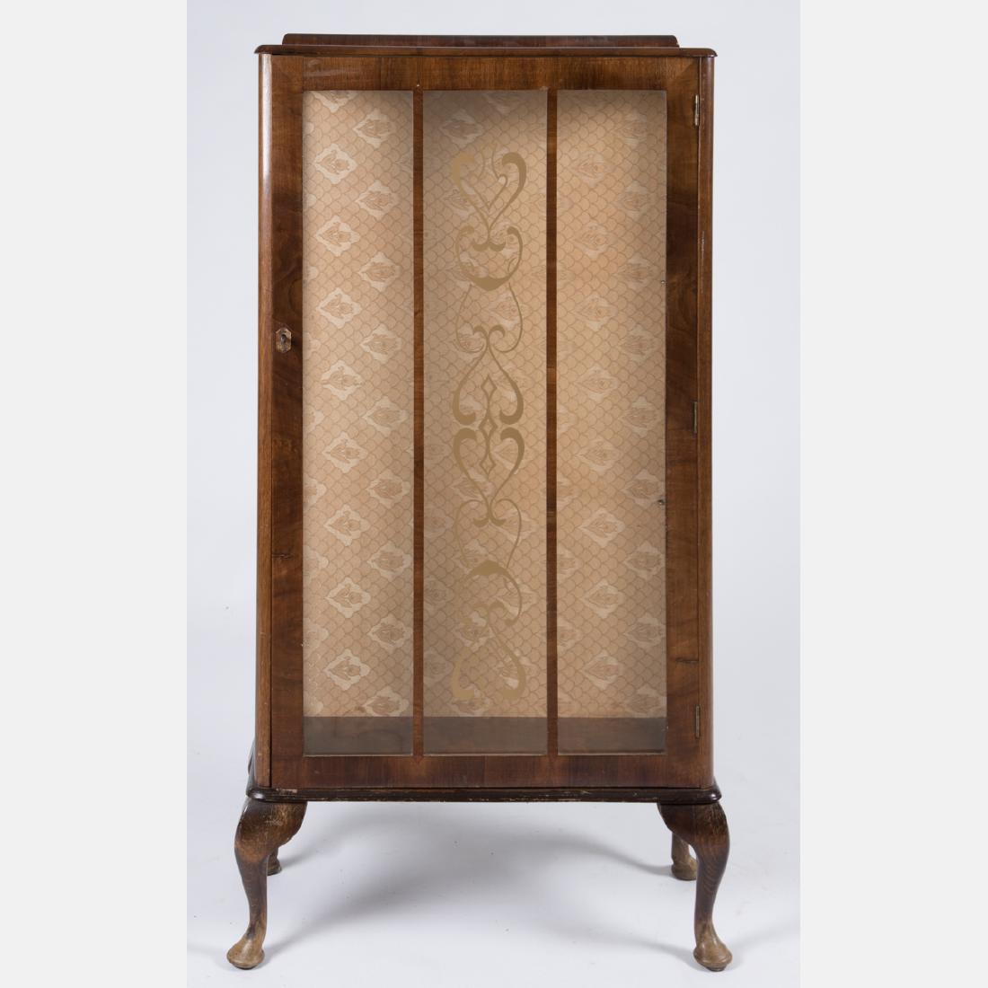 An Art Deco Walnut and Glass Curio Display Cabinet, (1 of 4)