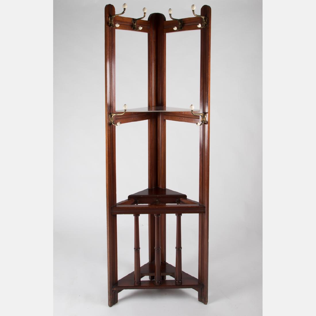 A Victorian Cherry and Brass Corner Hall Tree, 20th (1 of 2)