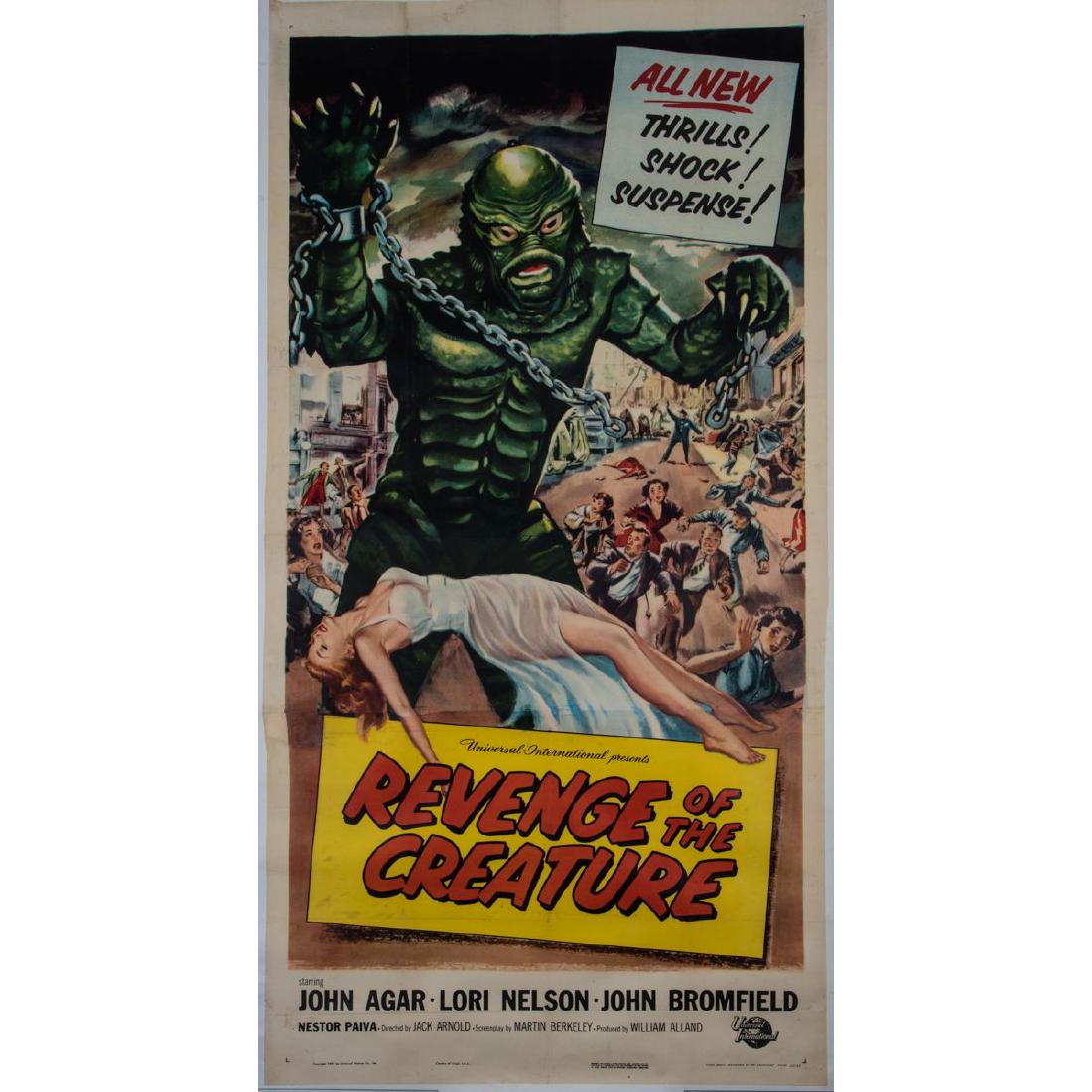 A 'Revenge of the Creature' Linen Backed Movie Poster, (1 of 3)