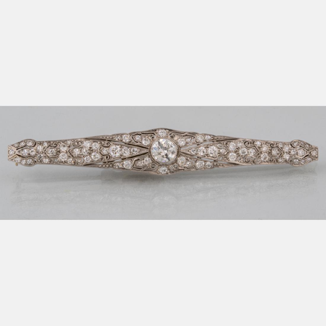 A Platinum and Diamond Pin, (1 of 6)