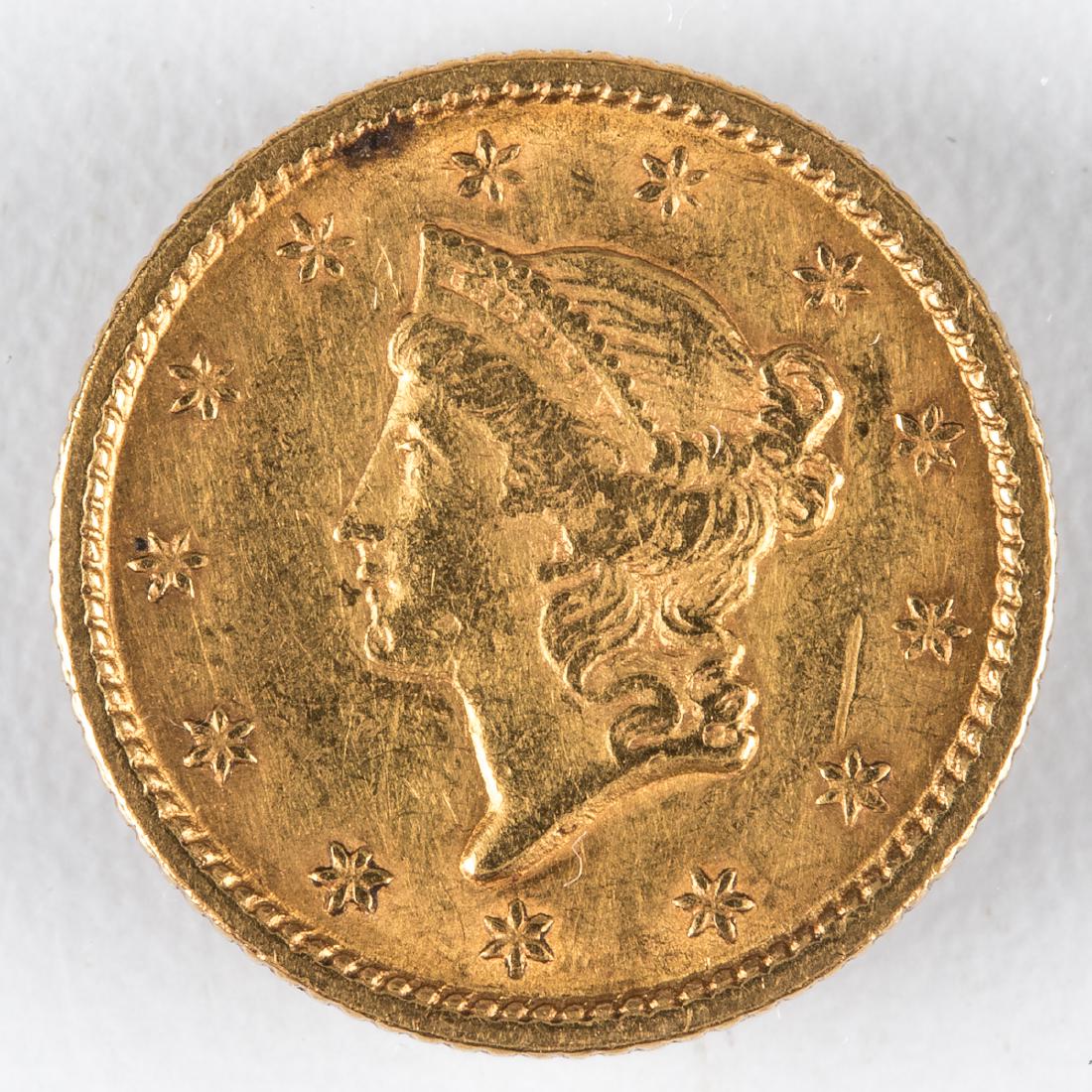 An 1853 $1 U.S. Liberty Half Eagle Gold Coin, (1 of 2)