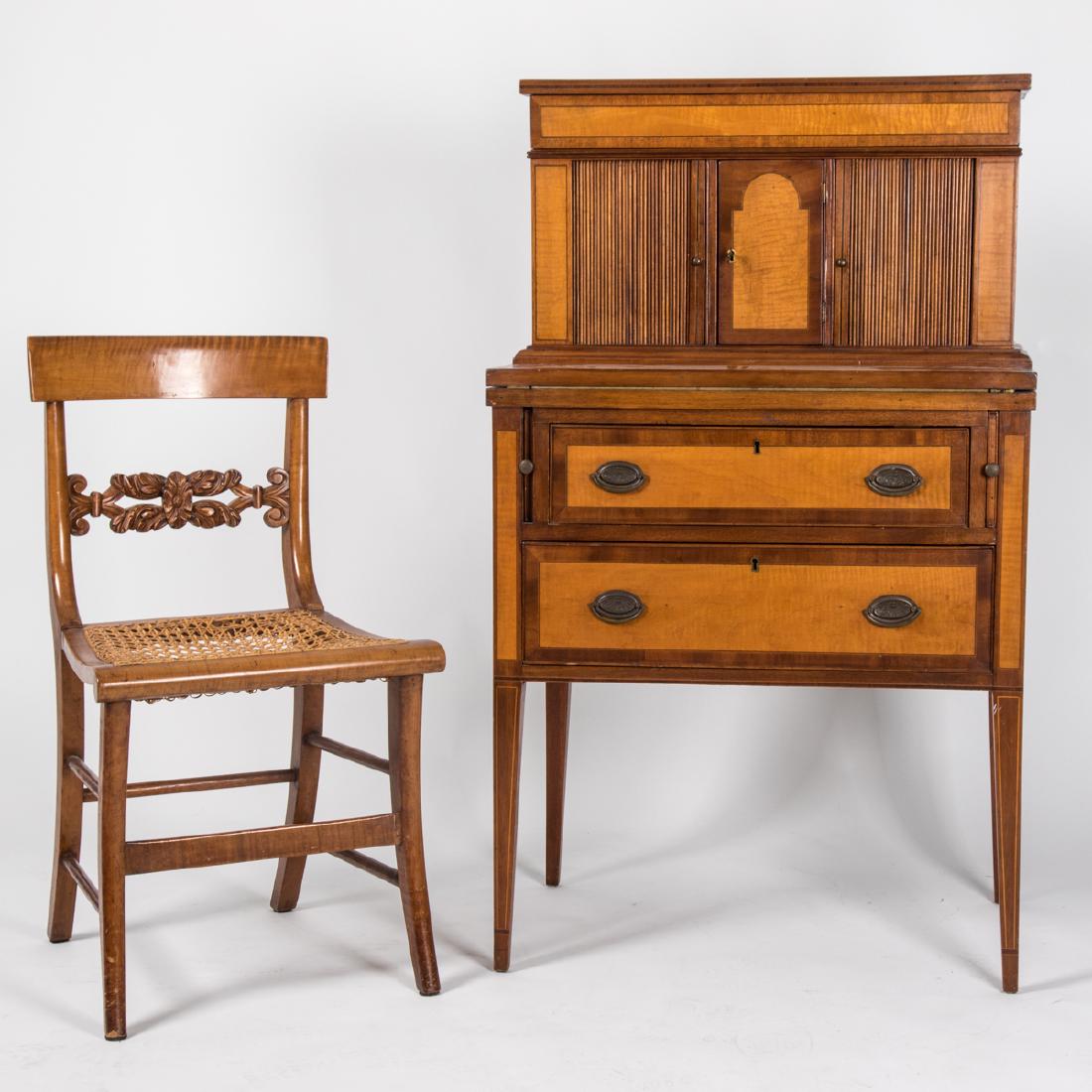 A Federal Inlaid Tiger Maple and Mahogany Diminutive (1 of 5)