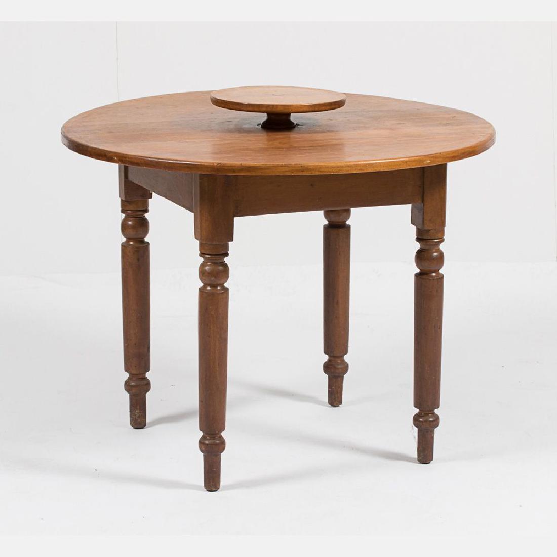 An American Pine Circular Table with Lazy Susan, Early (1 of 4)
