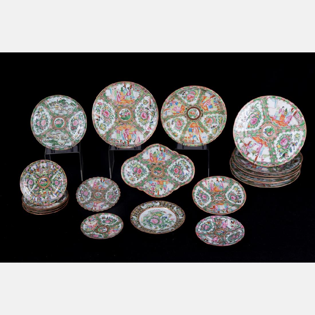 A Group of Twenty Chinese Rose Medallion Porcelain (1 of 7)