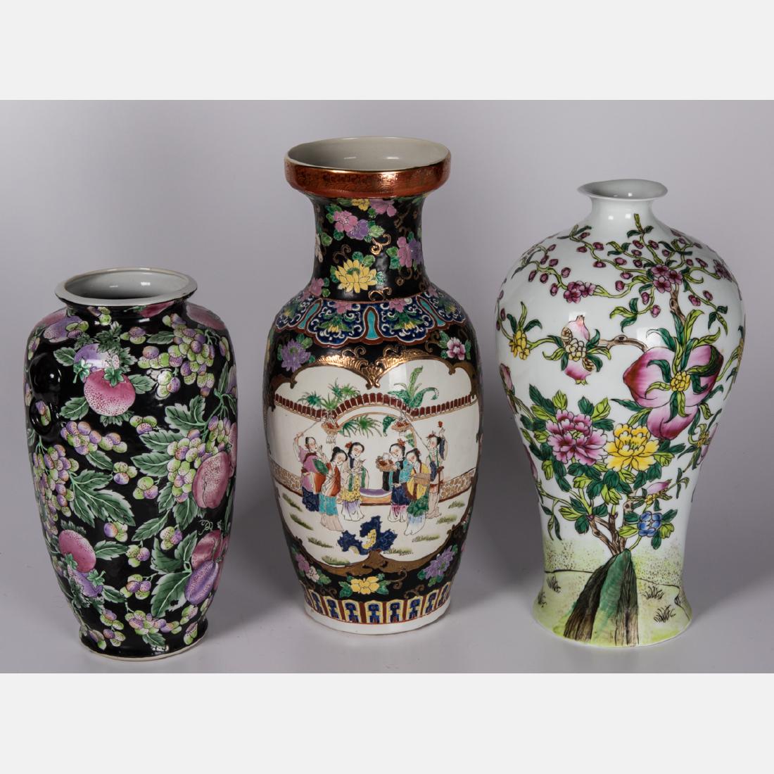 A Group of Three Chinese Porcelain Vases, 20th Century. (1 of 4)