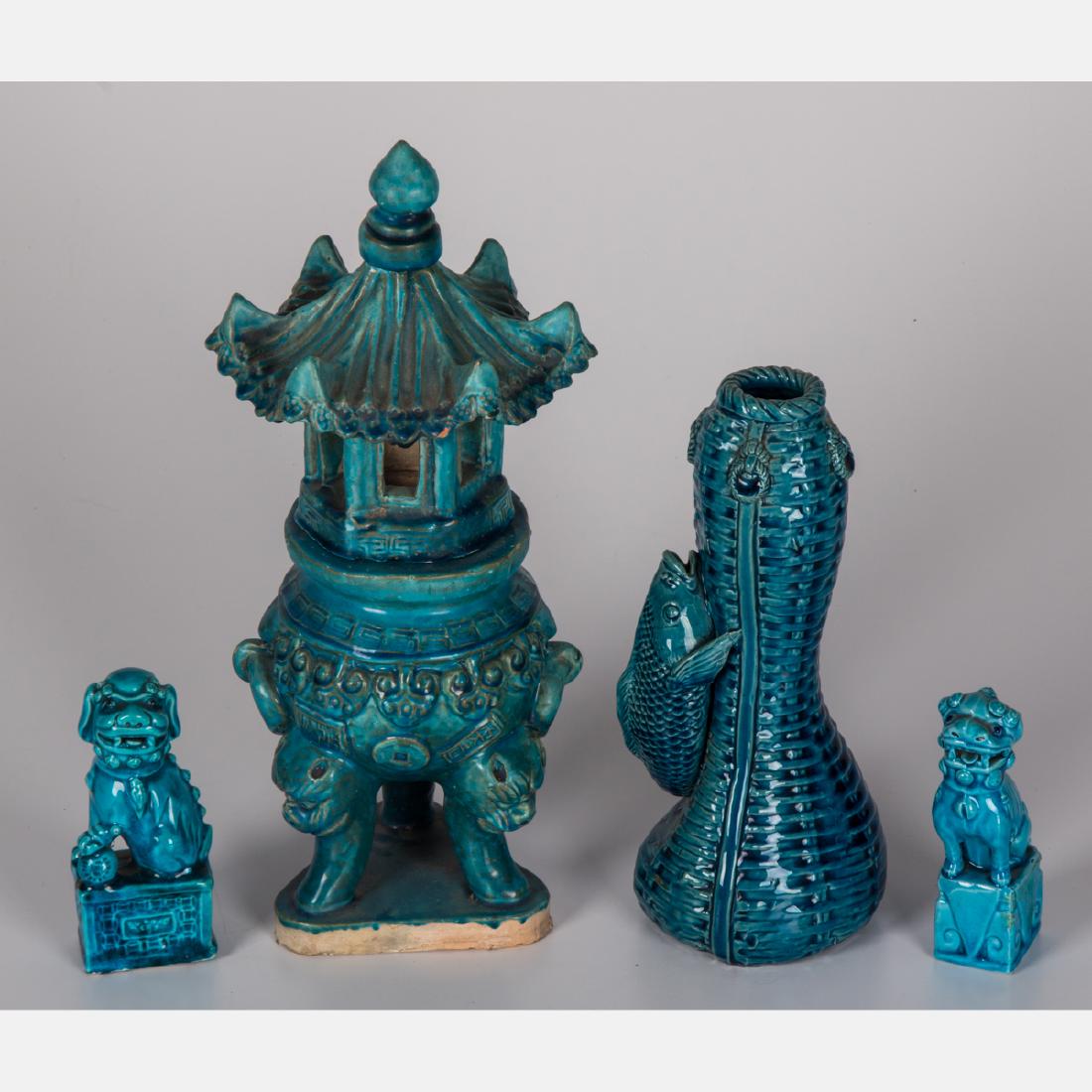 A Group of Chinese Turquoise Glazed Porcelain (1 of 3)