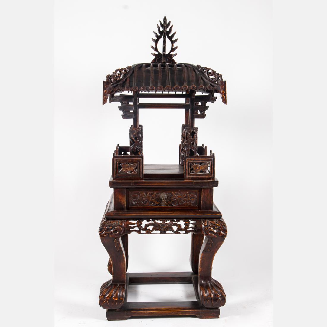 A Chinese Carved and Stained Hardwood Altar Stand, (1 of 3)