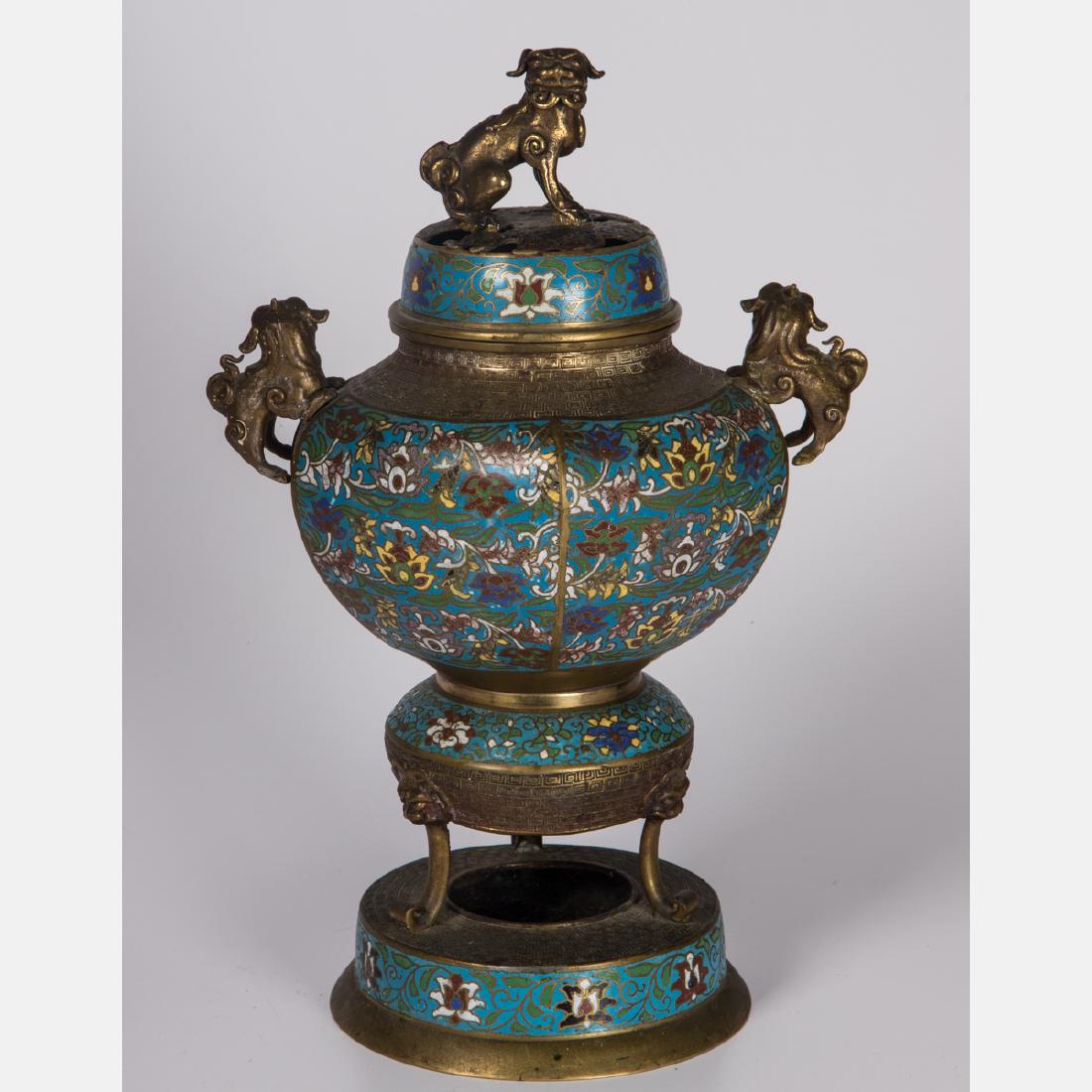 A Chinese Brass and Cloisonné Censer, 20th Century, (1 of 2)