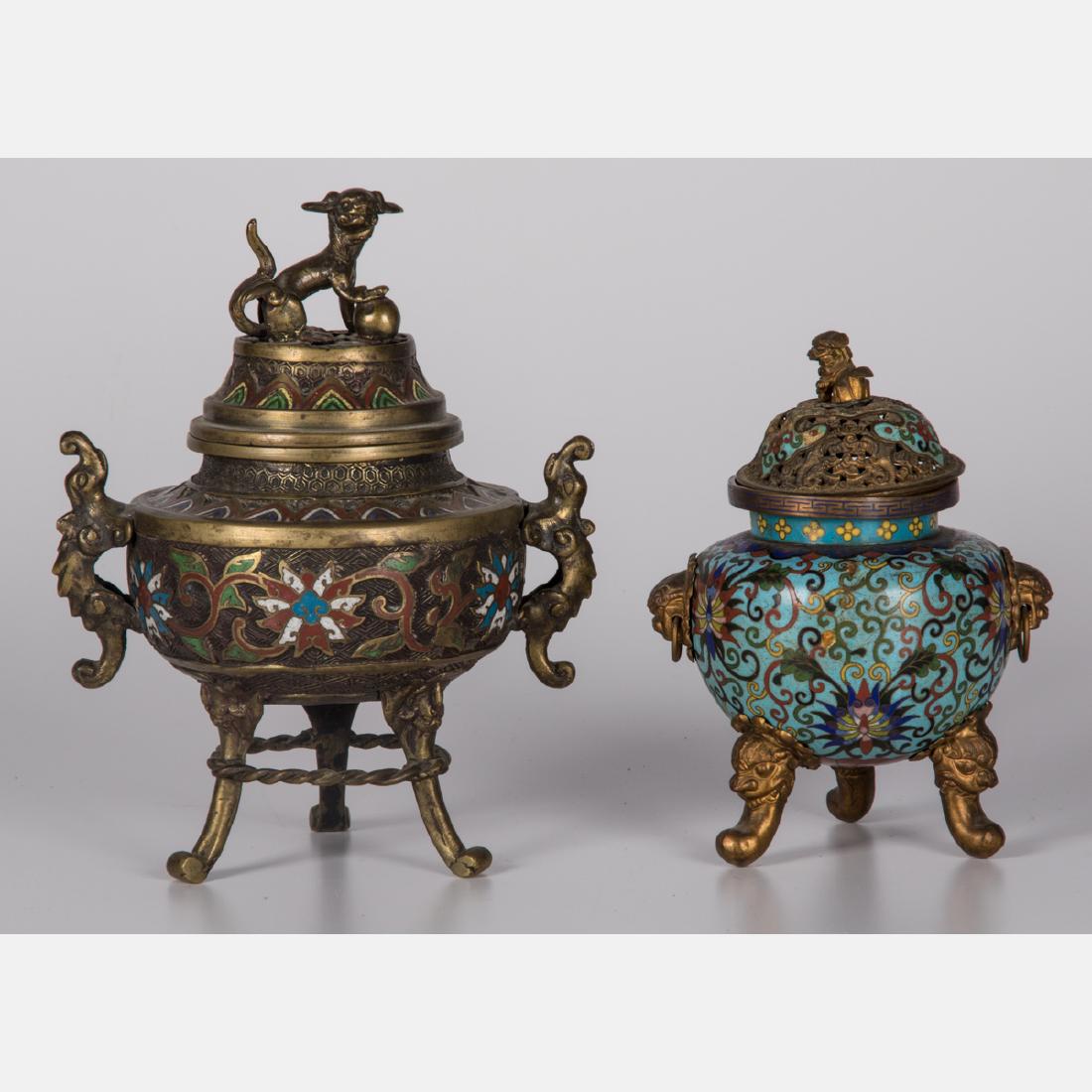 Two Chinese Brass and Cloisonné Censers, 19th/20th (1 of 3)