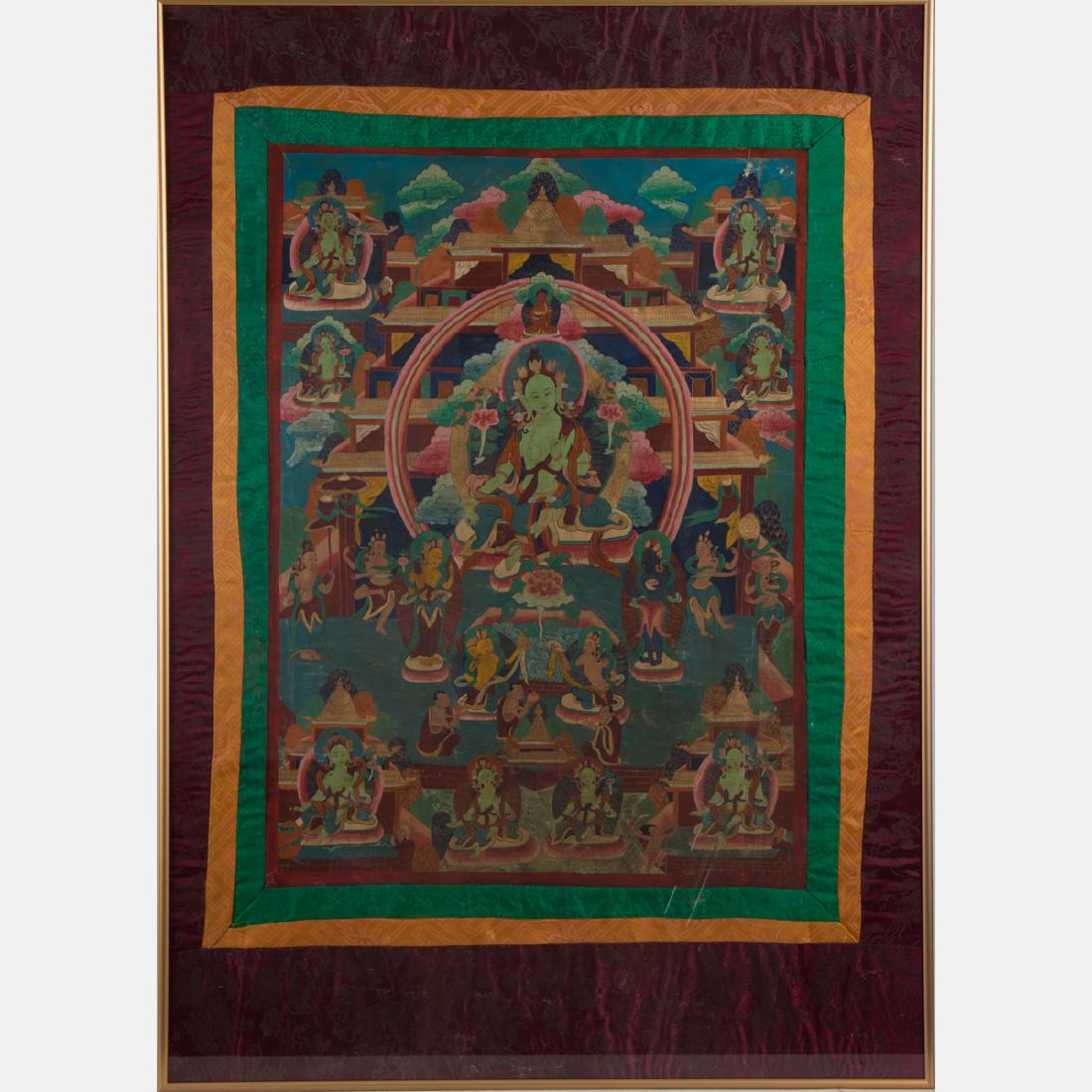 An Antique Sino-Tibetan Painted Thangka, (1 of 5)