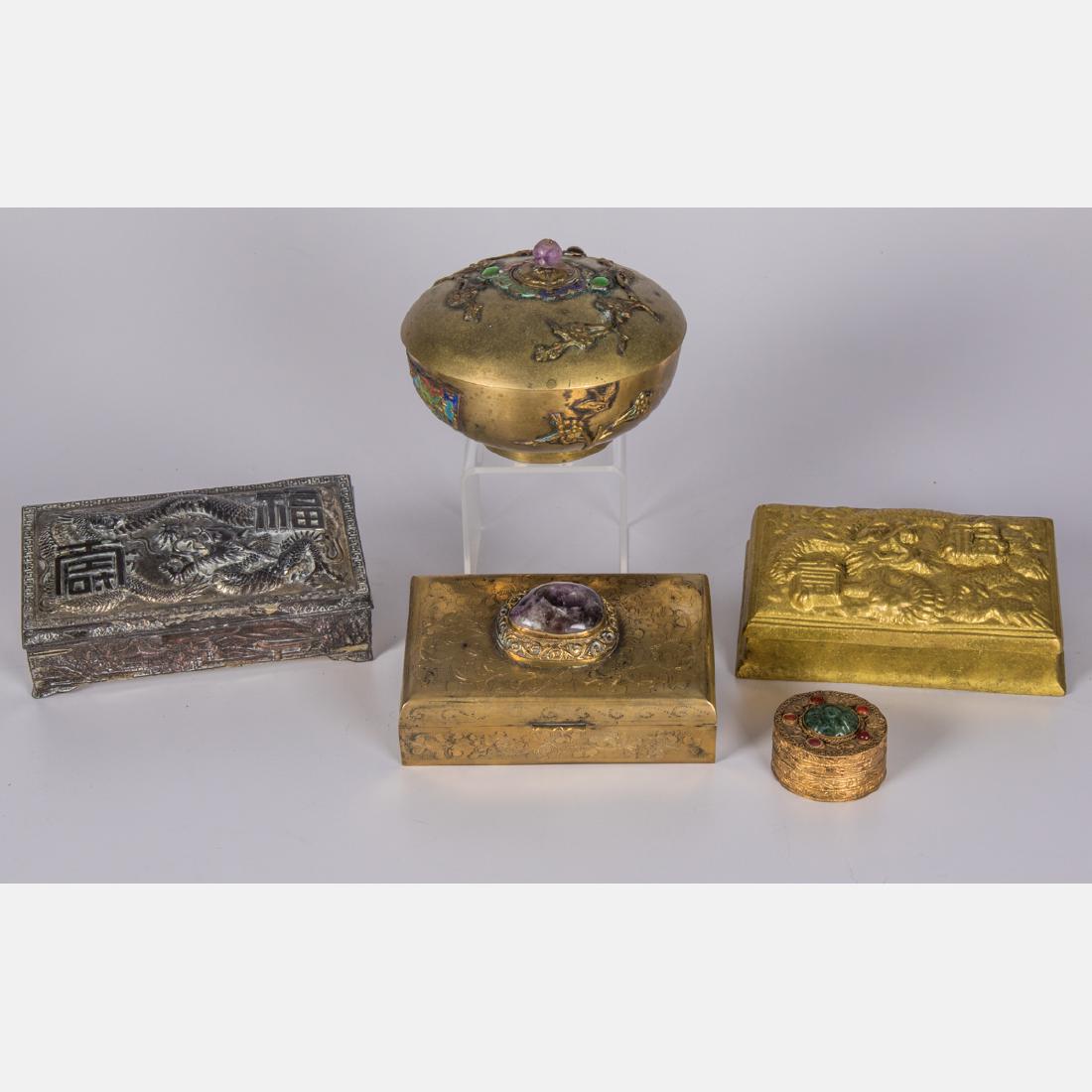 A Group of Five Asian Gilt, Silverplated and Brass (1 of 4)