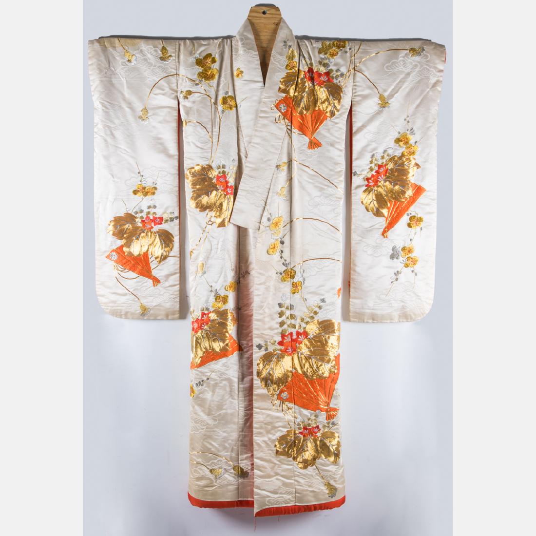 A Japanese Metallic and Silk Embroidered Kimono, 20th (1 of 8)