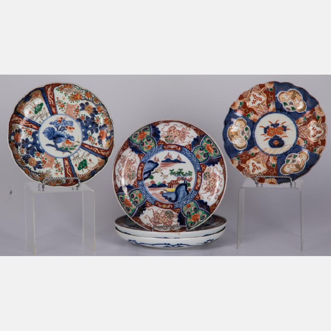 A Group of Five Japanese Imari Porcelain Plates, Meiji (1 of 4)