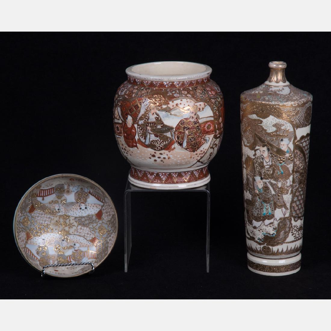 A Group of Three Japanese Satsuma Porcelain and (1 of 8)