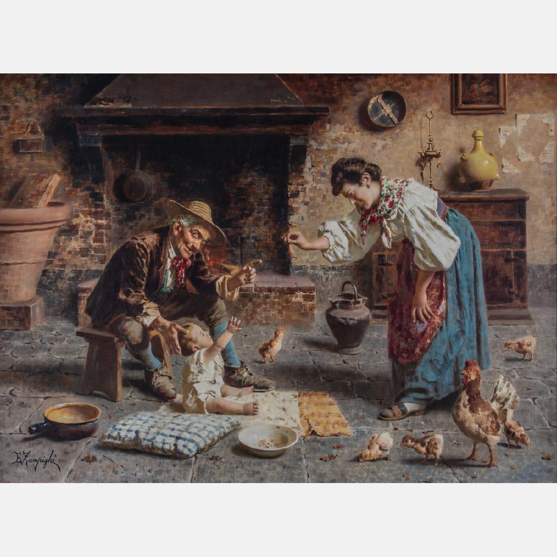 Eugenio Edouardo Zampighi (1859-1944) Playing with a (1 of 6)