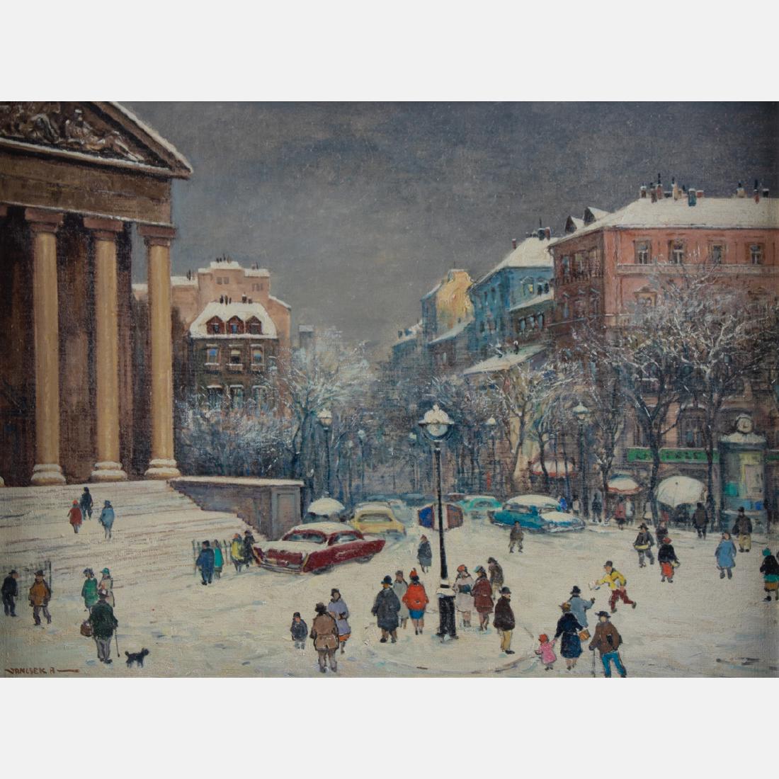 Antal Jancsek (1907-1985) Winter Paris Street Scene, (1 of 4)