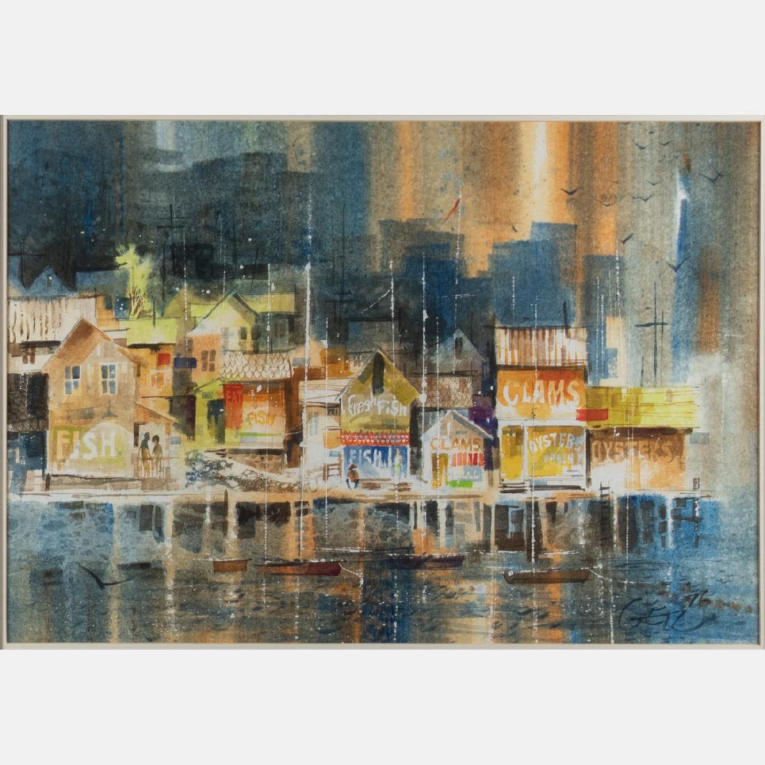 Don Getz (b. 1934) Harbor Scene (Fresh Clams), (1 of 3)