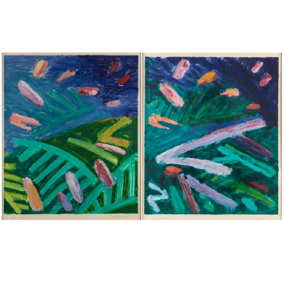 Liz Pannett (b. 1947) 'Green Lakes #1' and 'Green Lakes (1 of 9)