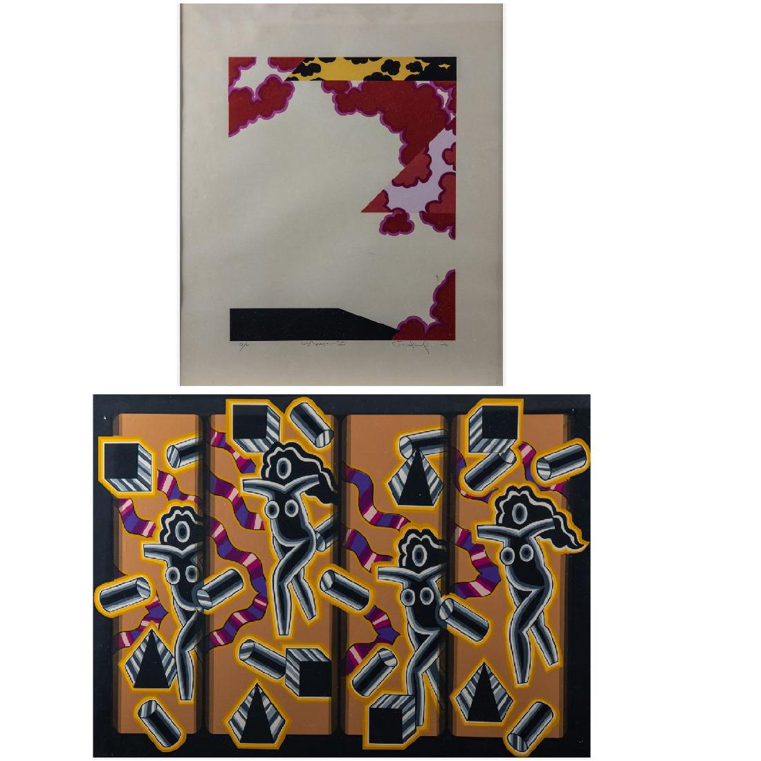 Robert Gordy (1933-1986) Folly No. 5, Serigraph in: Robert Gordy (1933-1986) Folly No. 5, Serigraph in colors, Signed lower right and numbered 93/100 lower left. Together with a lithograph by Friedland titled 'Miracle II', signed lower right and number
