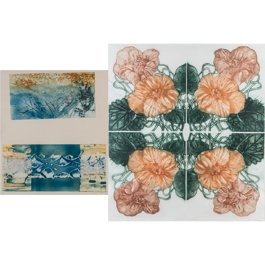 Lois Polansky (20th Century) Nasturium Mirror Variation: Lois Polansky (20th Century) Nasturium Mirror Variation I, Lithograph, Signed lower right, titled lower middle and numbered A/P lower left. Together with a monoprint by Vera Wolfe titled 'No. 5', sign