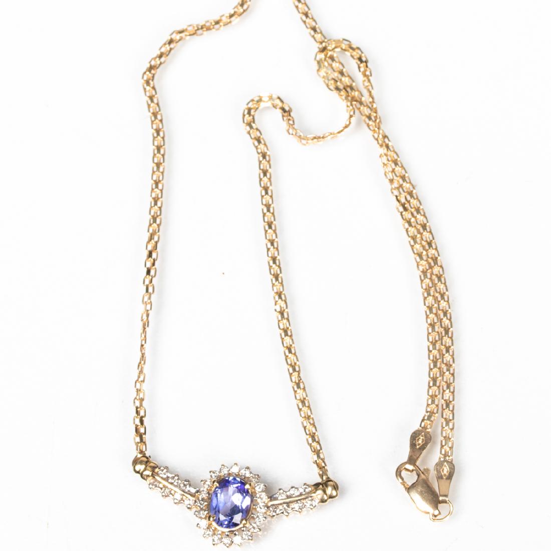 A 14kt Yellow Gold, Tanzanite and Diamond Necklace, (1 of 6)