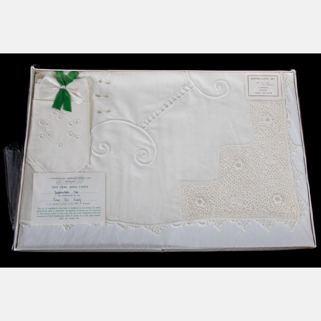 A Set of Irish Hand Woven Donegal Linen Table Cloth and (1 of 4)